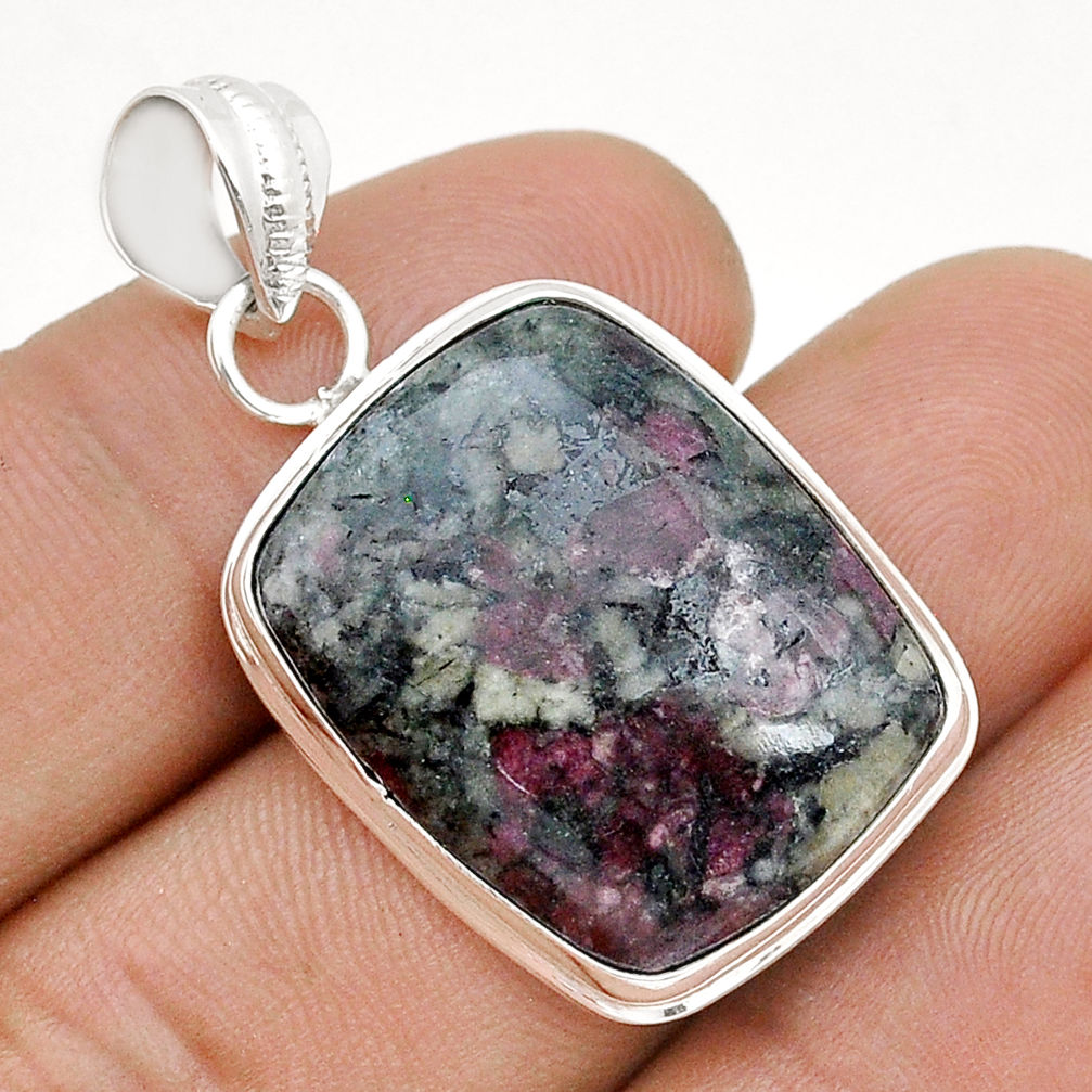 17.95cts natural pink eudialyte 925 sterling silver pendant jewelry u74322