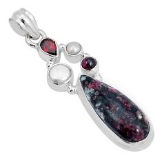 15.53cts natural pink eudialyte garnet pearl 925 silver pendant jewelry y5042