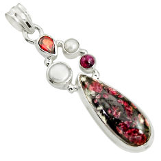 14.84cts natural pink eudialyte garnet pearl 925 sterling silver pendant r24943