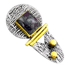 4.50cts natural pink eudialyte octagan 925 sterling silver gold pendant n25712