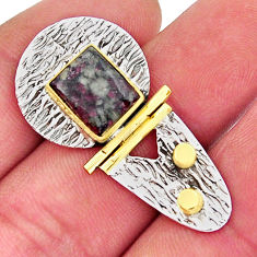 4.38cts natural pink eudialyte octagan 925 sterling silver gold pendant y21771