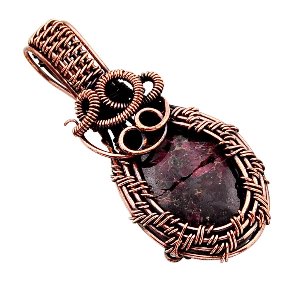 Clearance Sale- 20.43cts natural pink eudialyte oval 925 sterling copper pendant jewelry n5512