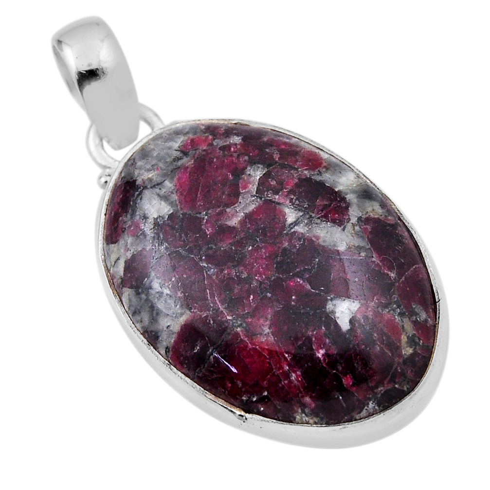19.27cts natural pink eudialyte oval 925 sterling silver pendant jewelry n31243