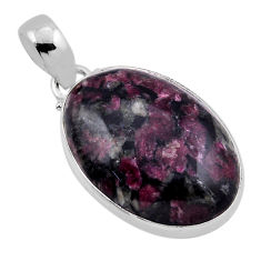 19.27cts natural pink eudialyte oval 925 sterling silver pendant jewelry n36788
