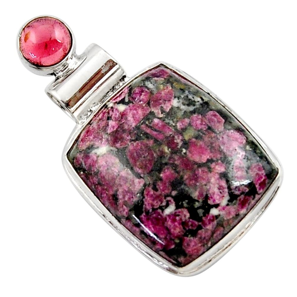 19.23cts natural pink eudialyte red garnet 925 sterling silver pendant r27962