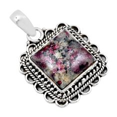 9.99cts natural pink eudialyte square 925 sterling silver pendant jewelry y44004