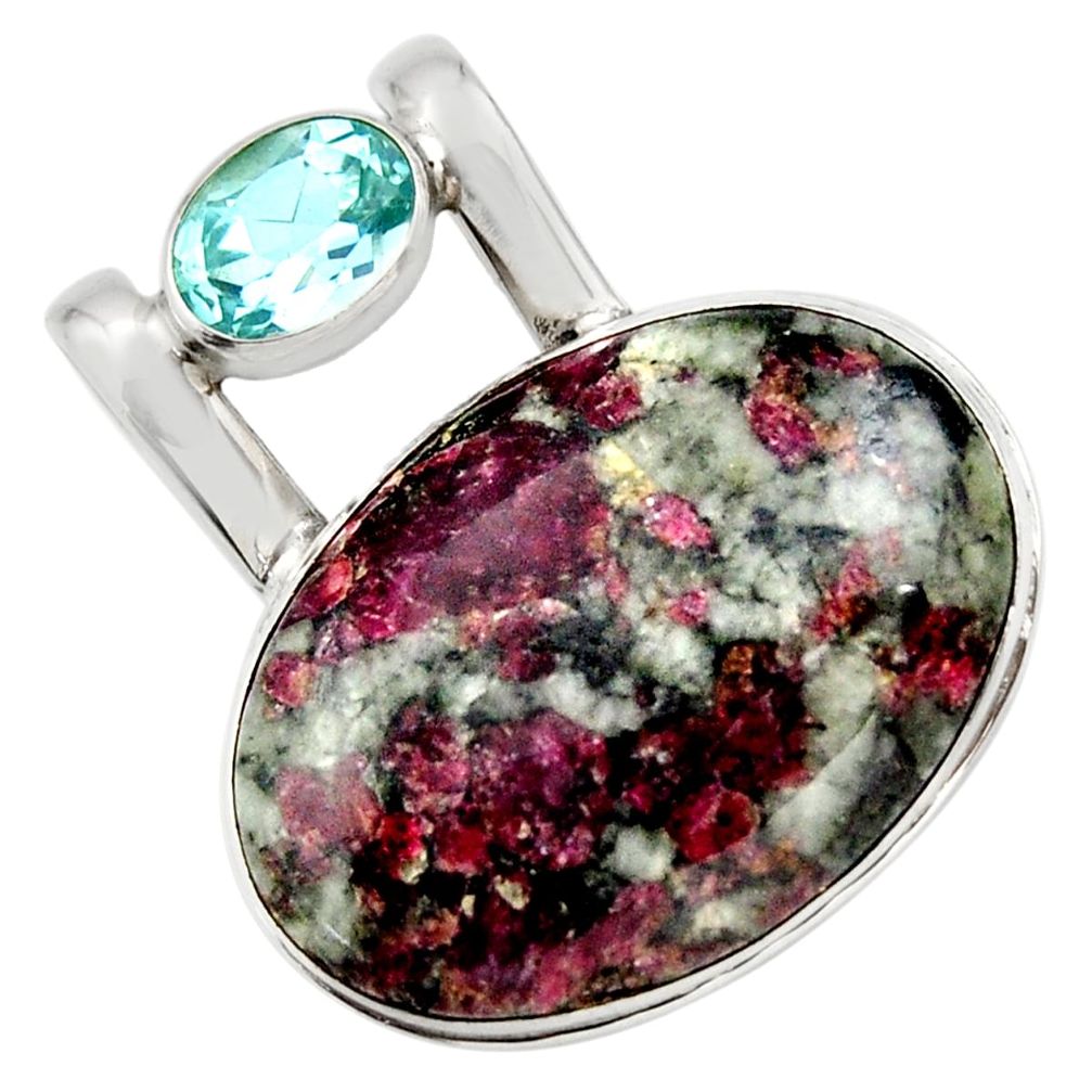 22.59cts natural pink eudialyte topaz 925 sterling silver pendant jewelry r32148