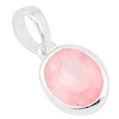 4.05cts natural pink faceted rose quartz 925 sterling silver pendant r82602