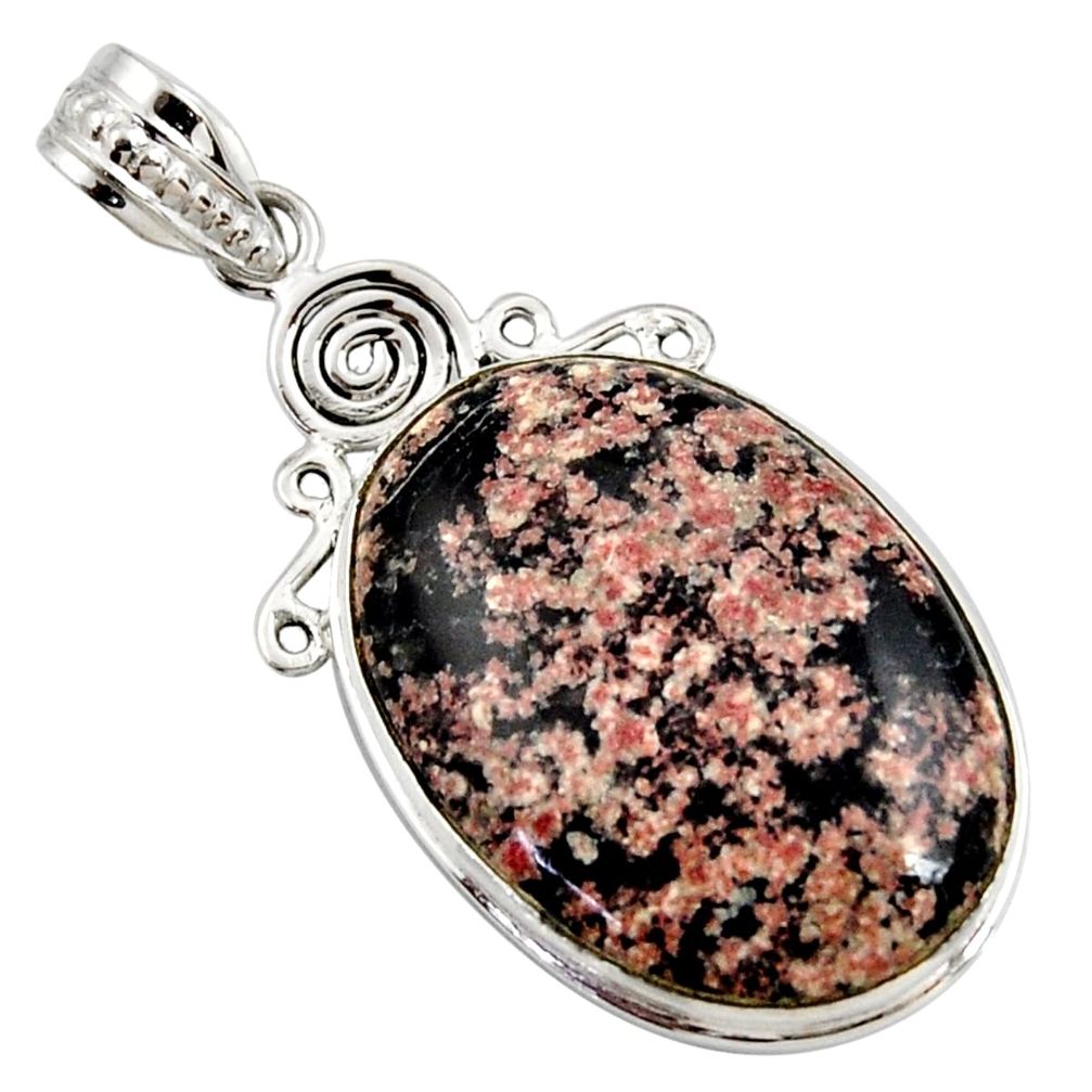 19.72cts natural pink firework obsidian 925 sterling silver pendant r27863