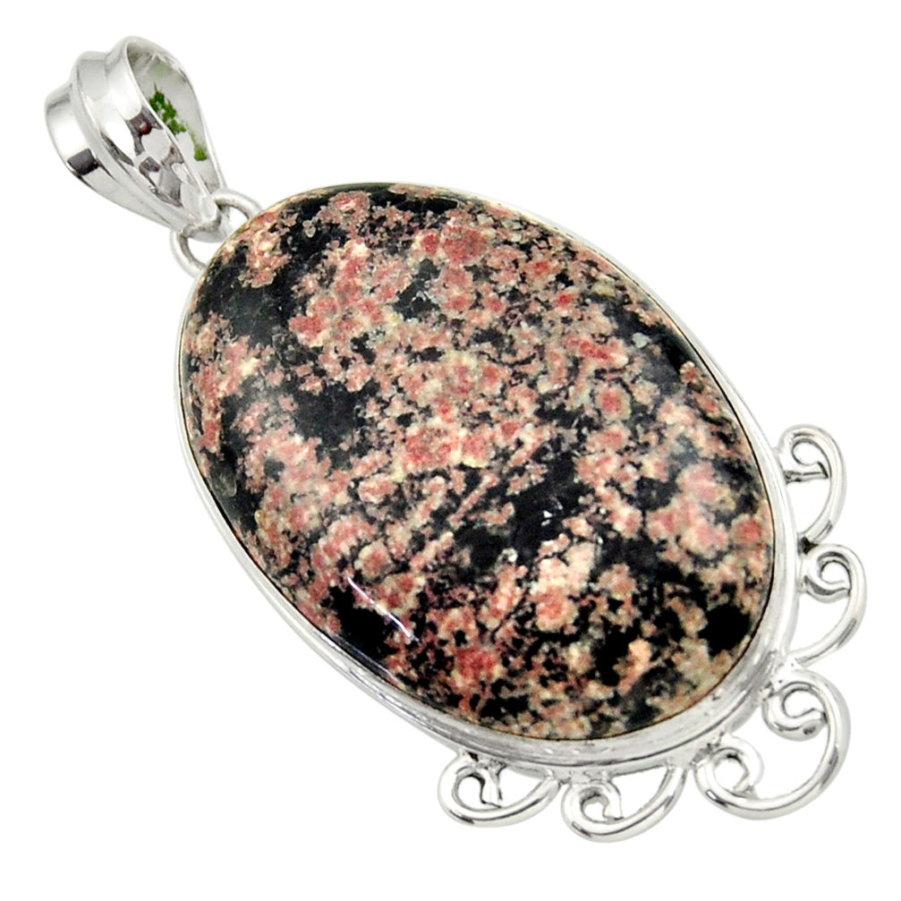 24.00cts natural pink firework obsidian 925 sterling silver pendant r32232