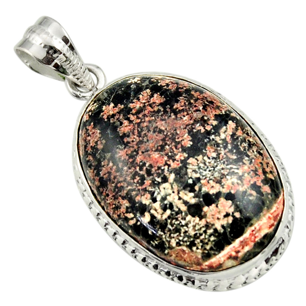 22.02cts natural pink firework obsidian 925 sterling silver pendant r32233