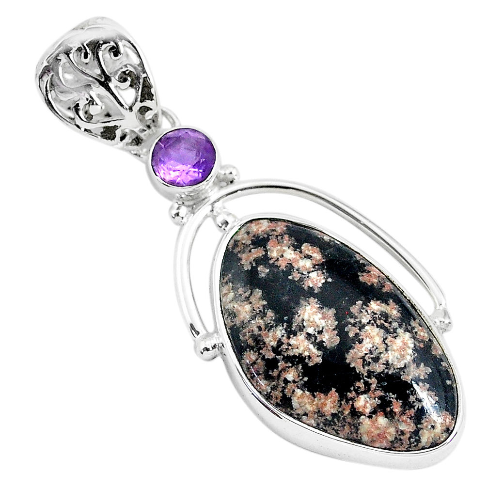 14.72cts natural pink firework obsidian fancy amethyst 925 silver pendant r94223