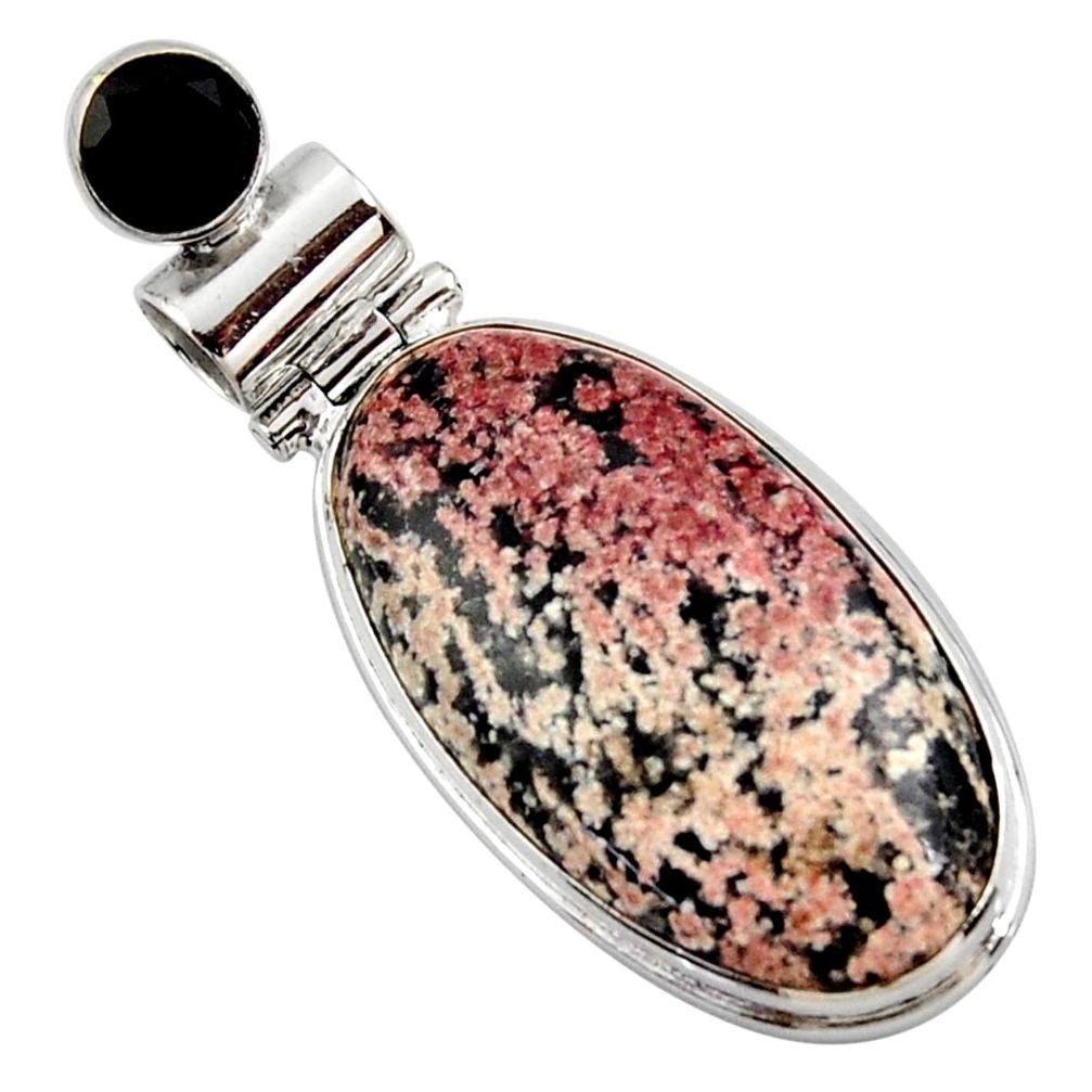 17.65cts natural pink firework obsidian onyx 925 sterling silver pendant r27766