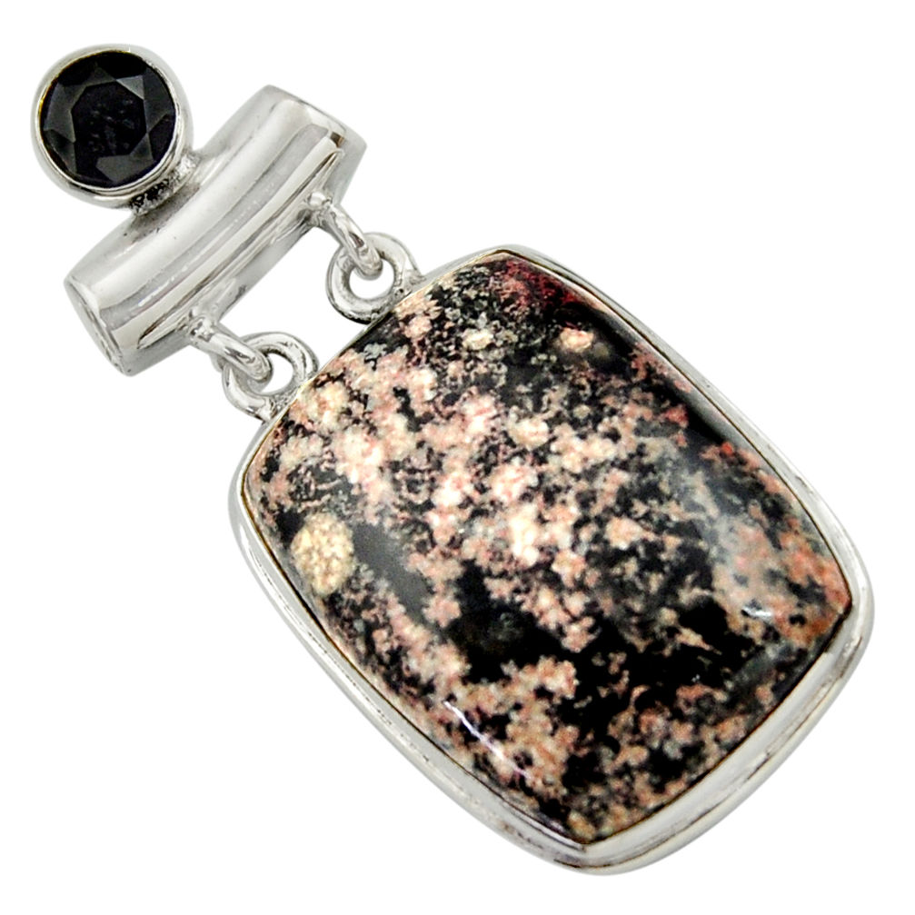 26.70cts natural pink firework obsidian onyx 925 sterling silver pendant r41675