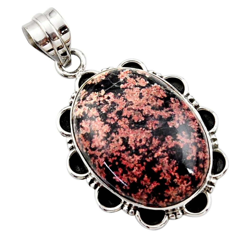 19.72cts natural pink firework obsidian oval 925 sterling silver pendant r27967