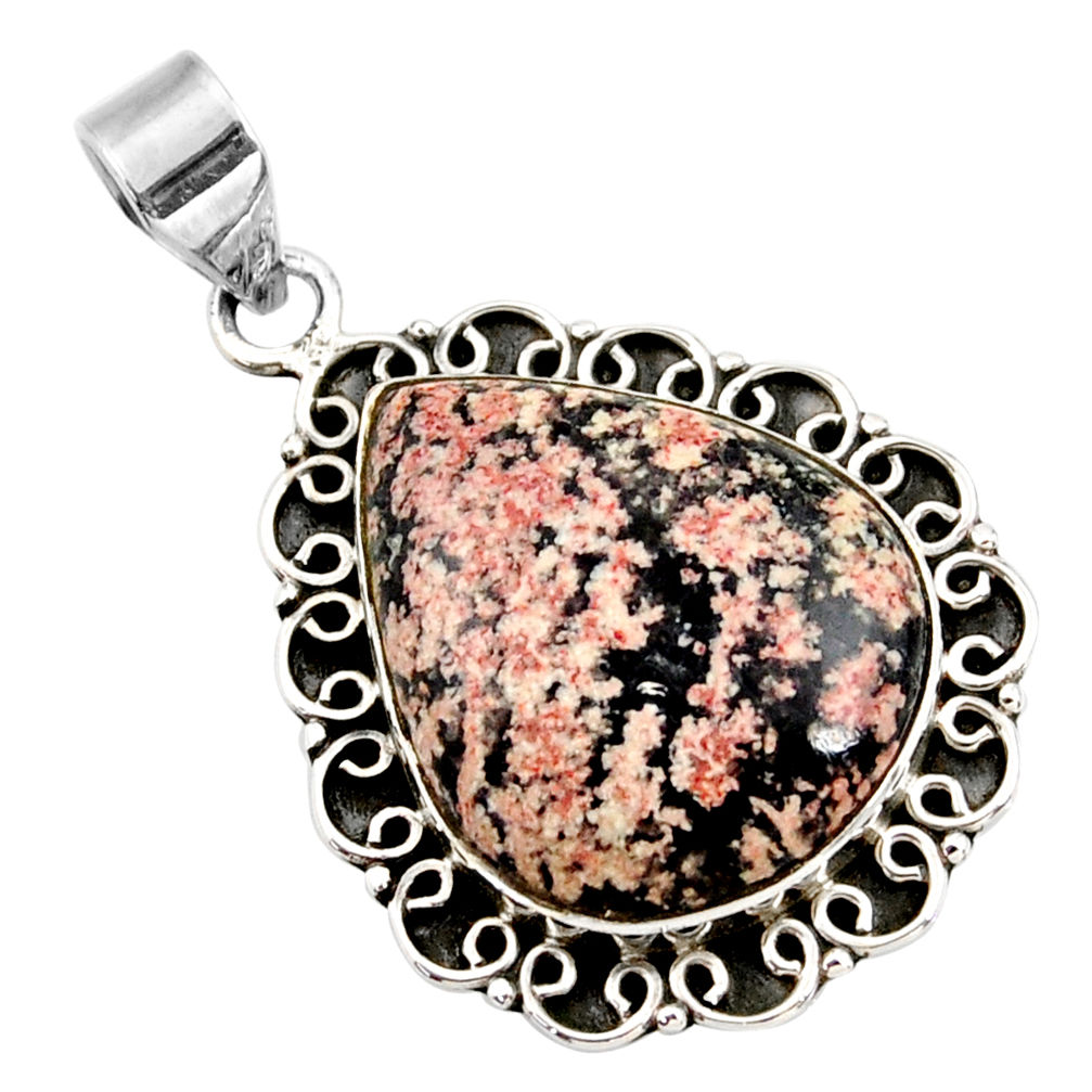 17.20cts natural pink firework obsidian pear 925 sterling silver pendant r27862