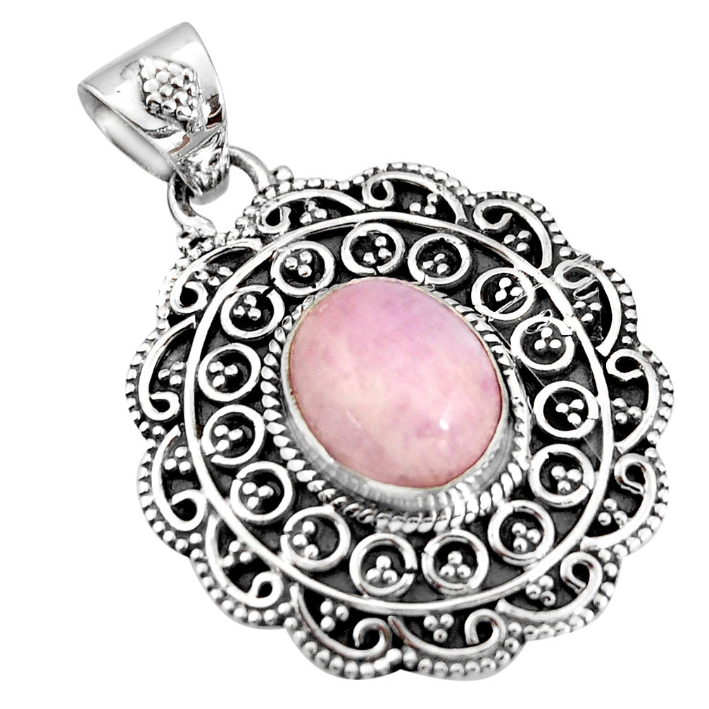 5.18cts natural pink kunzite 925 sterling silver pendant jewelry r20296