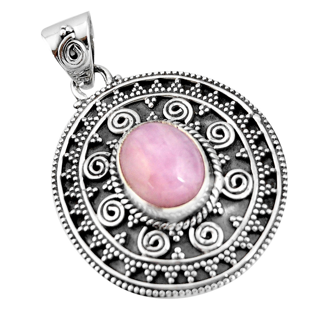 5.26cts natural pink kunzite 925 sterling silver pendant jewelry r20298