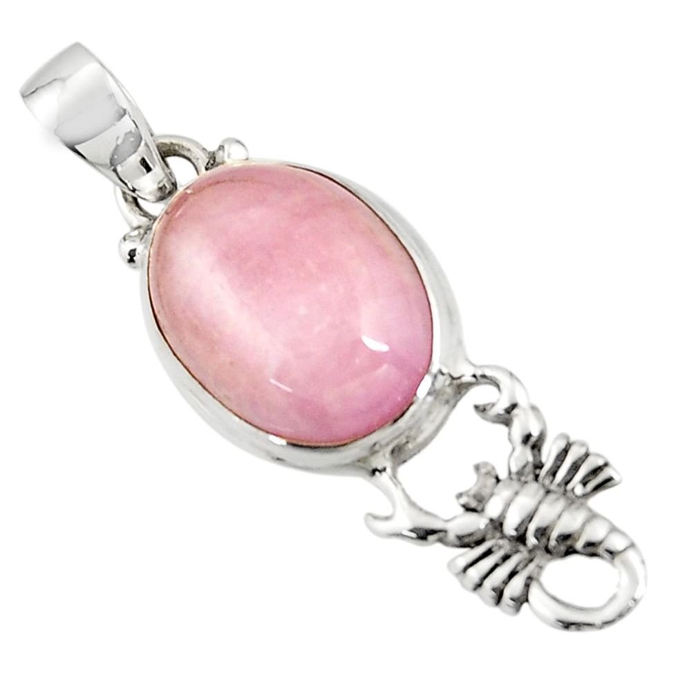 9.86cts natural pink kunzite 925 sterling silver scorpion pendant jewelry r20834