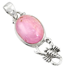 9.86cts natural pink kunzite 925 sterling silver scorpion pendant jewelry r20835