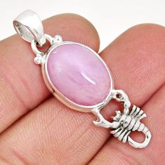 9.96cts natural pink kunzite 925 sterling silver scorpion pendant jewelry y7021
