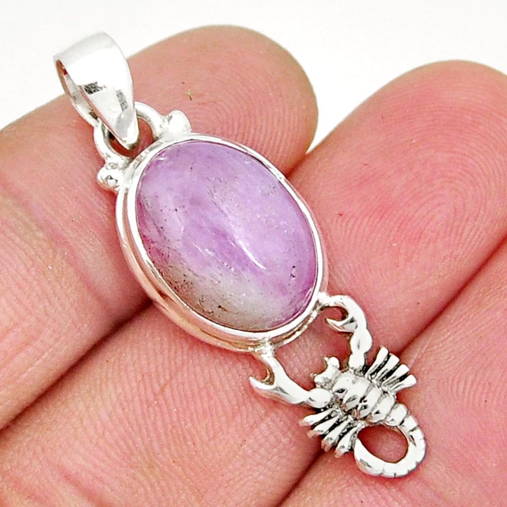 9.09cts natural pink kunzite 925 sterling silver scorpion pendant jewelry y7874
