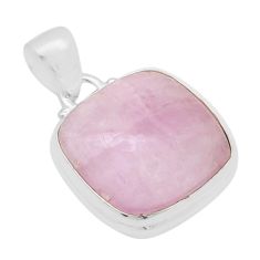 15.58cts natural pink kunzite cushion sterling silver pendant jewelry u73948