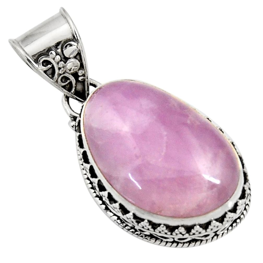 18.75cts natural pink kunzite fancy 925 sterling silver pendant jewelry d42645