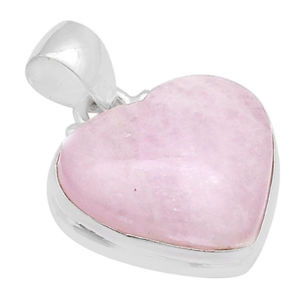 15.53cts natural pink kunzite heart 925 sterling silver pendant jewelry u73956