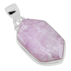 15.89cts natural pink kunzite hexagon 925 sterling silver pendant jewelry n31076