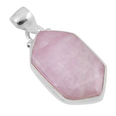 15.55cts natural pink kunzite hexagon 925 sterling silver pendant jewelry y45131