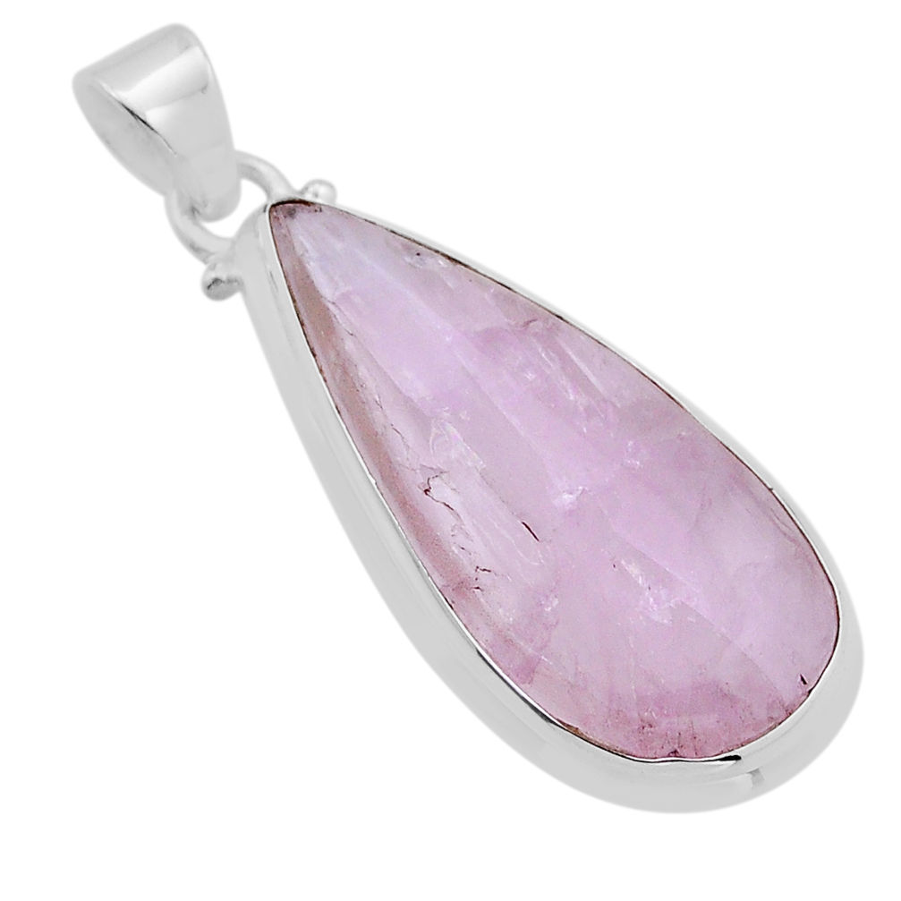 22.26cts natural pink kunzite pear 925 sterling silver pendant jewelry n51407