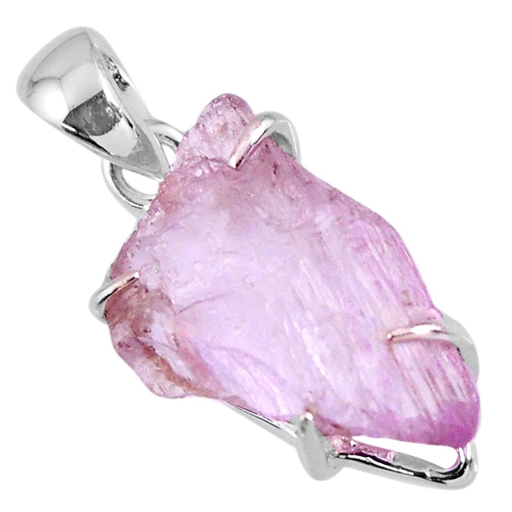 13.05cts natural pink kunzite rough 925 sterling silver pendant jewelry r56716