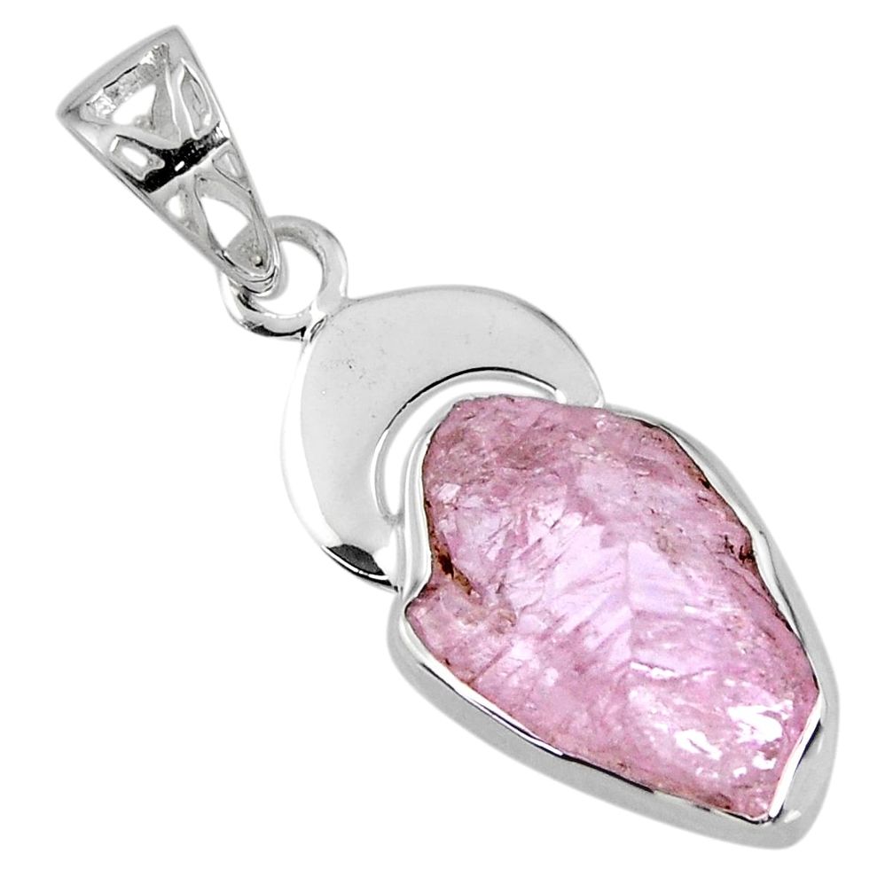 7.62cts natural pink kunzite rough 925 sterling silver pendant jewelry r56794