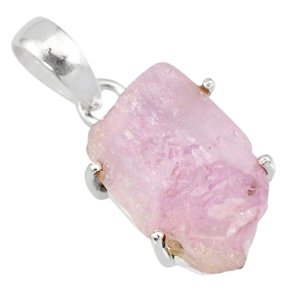 11.20cts natural pink kunzite rough 925 sterling silver pendant jewelry r82926