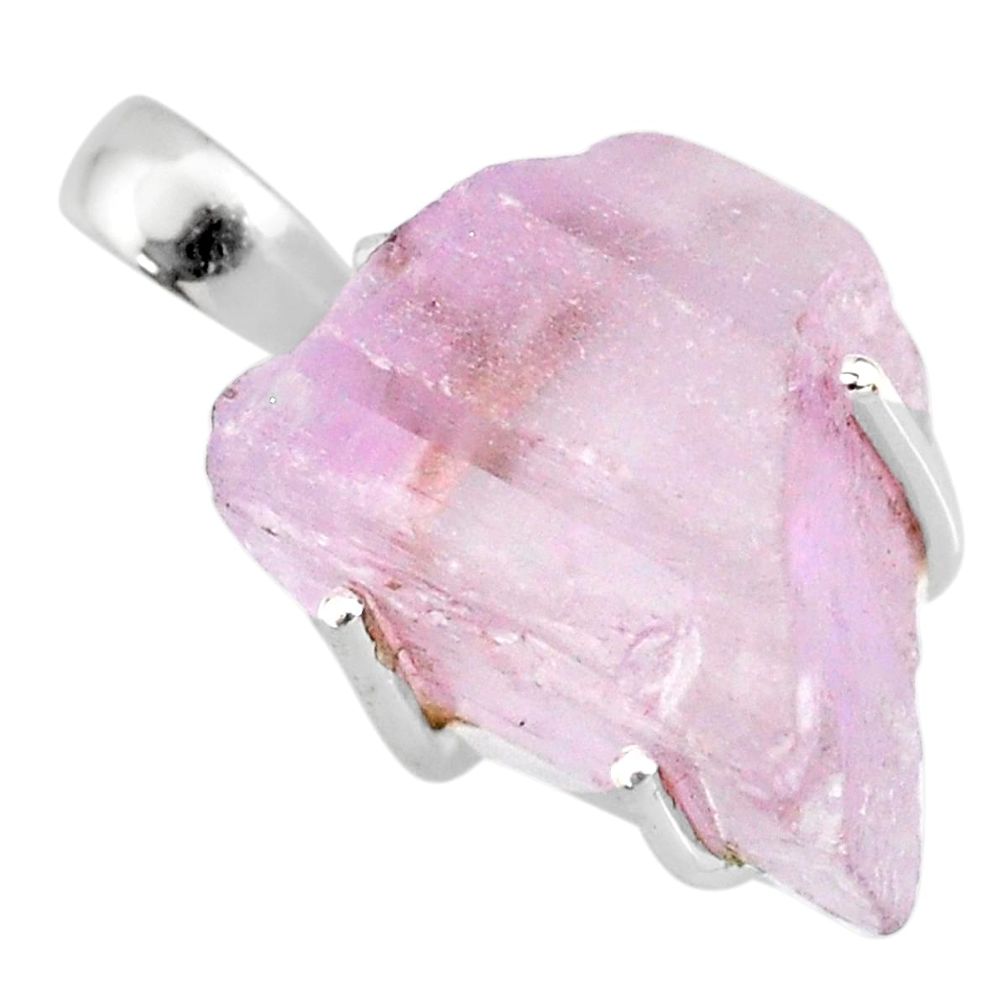 13.85cts natural pink kunzite rough 925 sterling silver pendant jewelry r82927