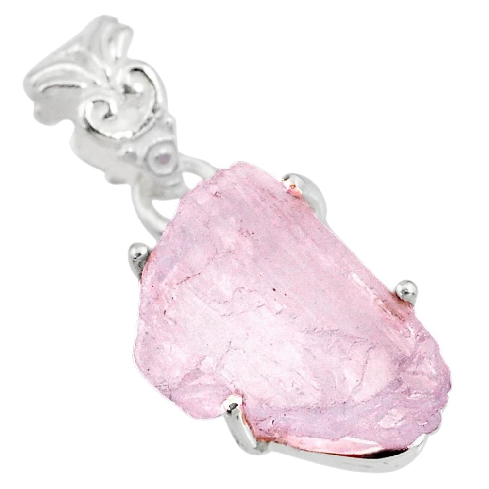11.55cts natural pink kunzite rough 925 sterling silver pendant jewelry r82930