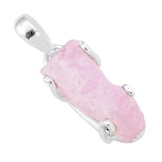10.05cts natural pink kunzite rough 925 sterling silver pendant jewelry t79136