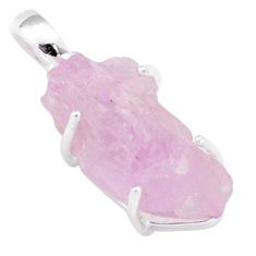12.07cts natural pink kunzite rough 925 sterling silver pendant jewelry t79137