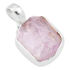 8.98cts natural pink kunzite rough 925 sterling silver pendant jewelry u27062