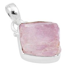 12.25cts natural pink kunzite rough 925 sterling silver pendant jewelry u27066