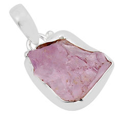 8.00cts natural pink kunzite rough 925 sterling silver pendant jewelry y94771