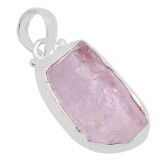 13.04cts natural pink kunzite rough 925 sterling silver pendant jewelry y94777