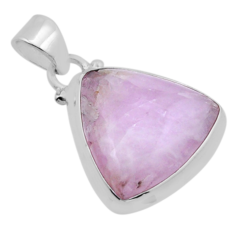 18.05cts natural pink kunzite trillion sterling silver pendant jewelry n51413