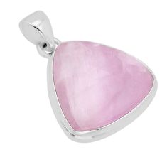 21.89cts natural pink kunzite trillion sterling silver pendant jewelry y67273