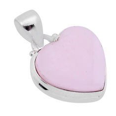 13.10cts natural pink lace agate heart sterling silver pendant jewelry n51468