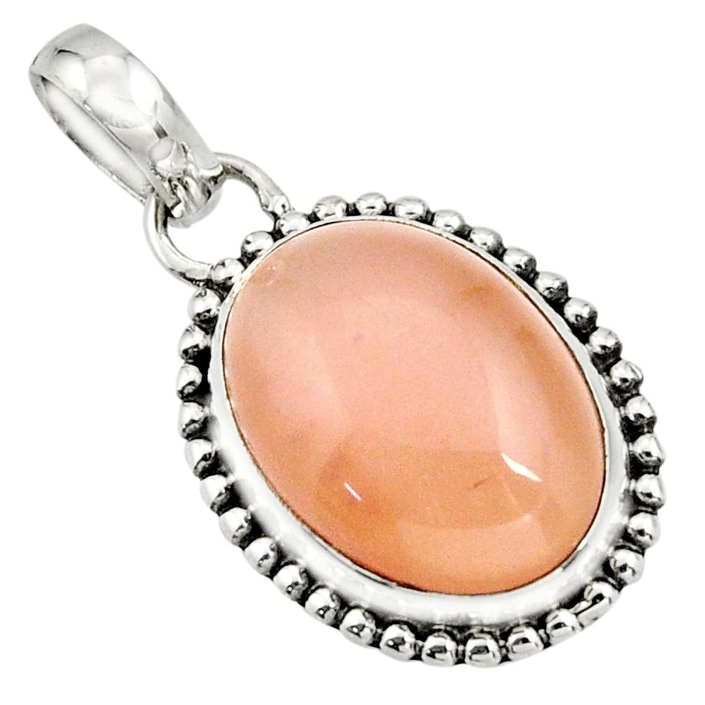 12.58cts natural pink moonstone 925 sterling silver pendant jewelry r26506