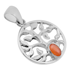 1.00cts natural pink moonstone 925 sterling silver tree of life pendant n27781