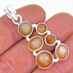 13.84cts natural pink moonstone round 925 sterling silver pendant jewelry y18050