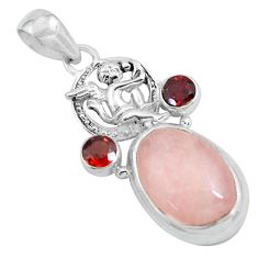 Clearance Sale- 15.33cts natural pink morganite 925 silver cupid angel wings pendant p69531